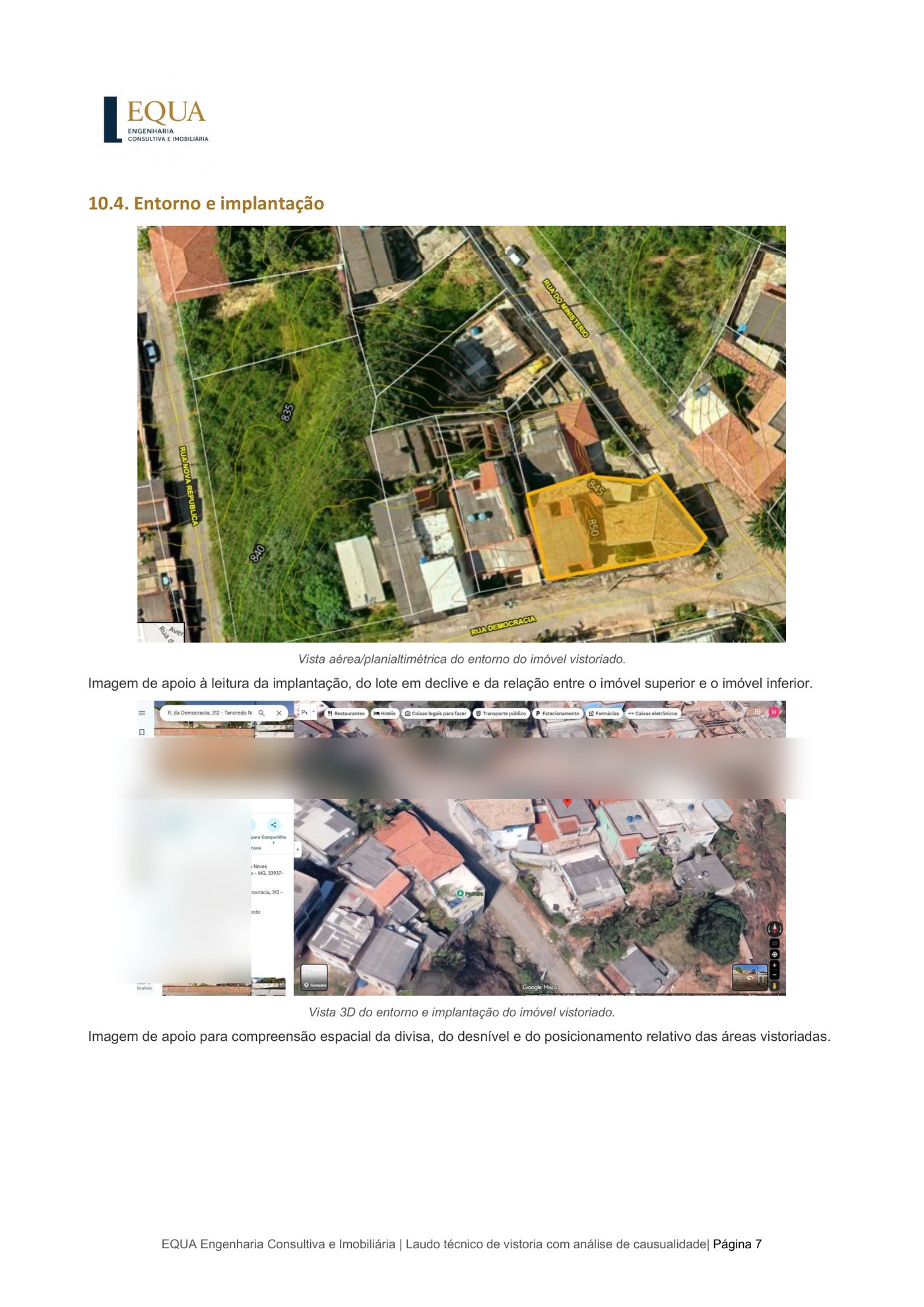 Análise de entorno com vistas aérea e tridimensional do imóvel